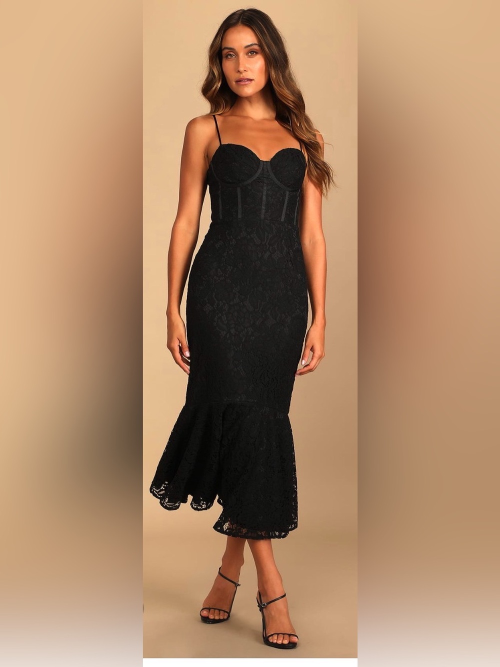 Lulu's Black Lace Mermaid Maxi Dress